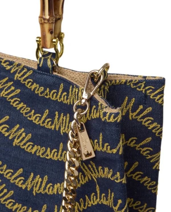 Borsa a tracolla La Milanesa in tessuto blu IDENTITA MILANO