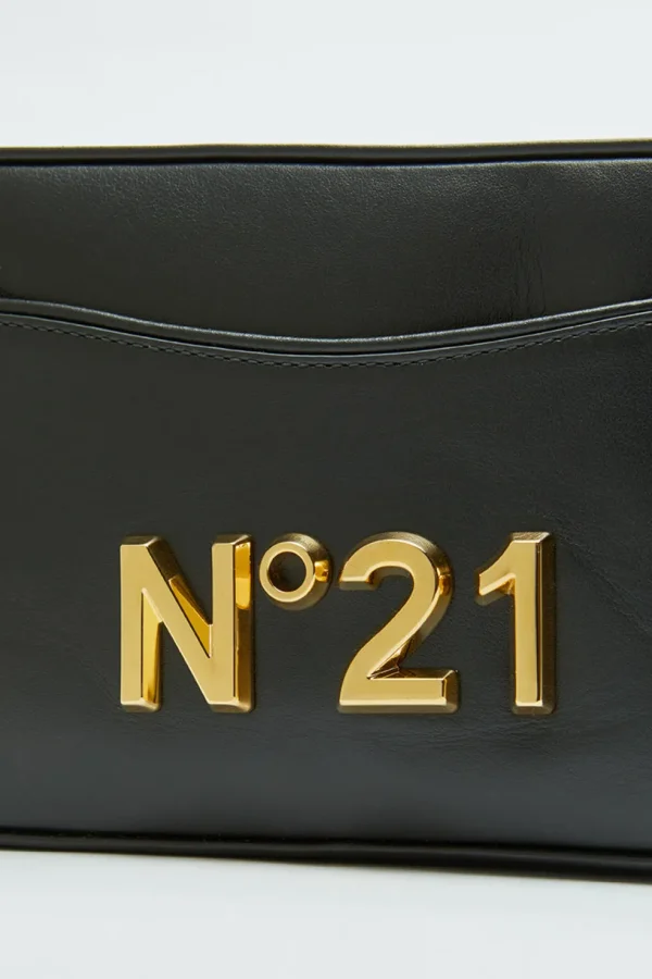 Borsa a tracolla N21 da donna in pelle nera camera bag