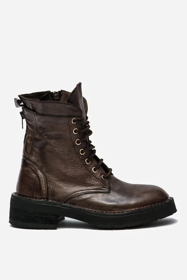 Stivaletto Polacchino con lacci Alexandra da donna in pelle marrone